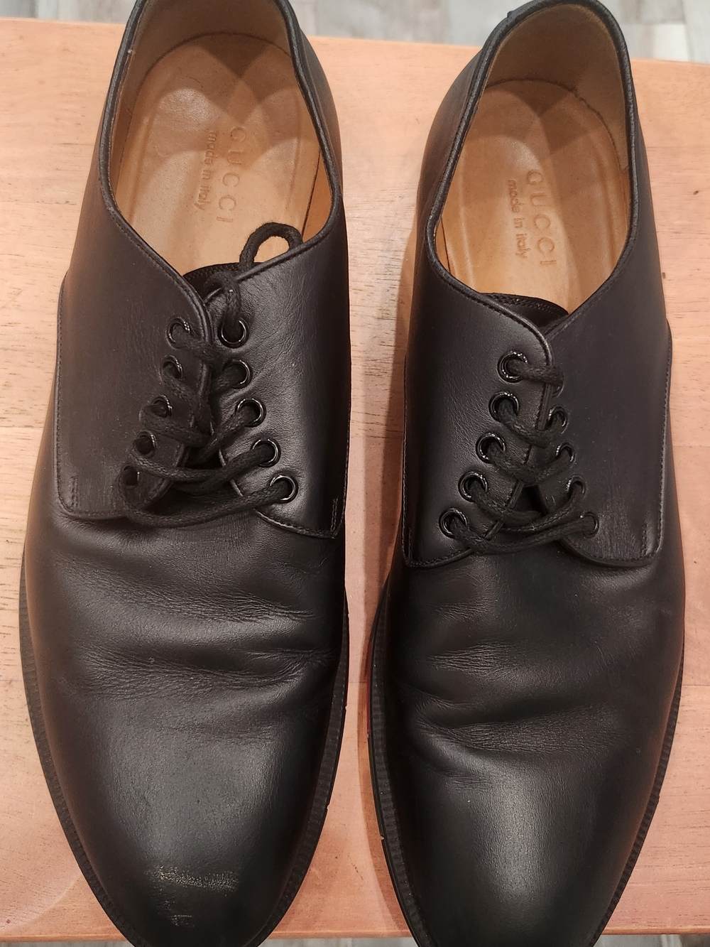 Gucci Black Leather Derby Dress Shoes Made in Italy Men’s Size 13